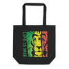 Black-Tote Bag-with lion face in red, green, gold. Life is irie