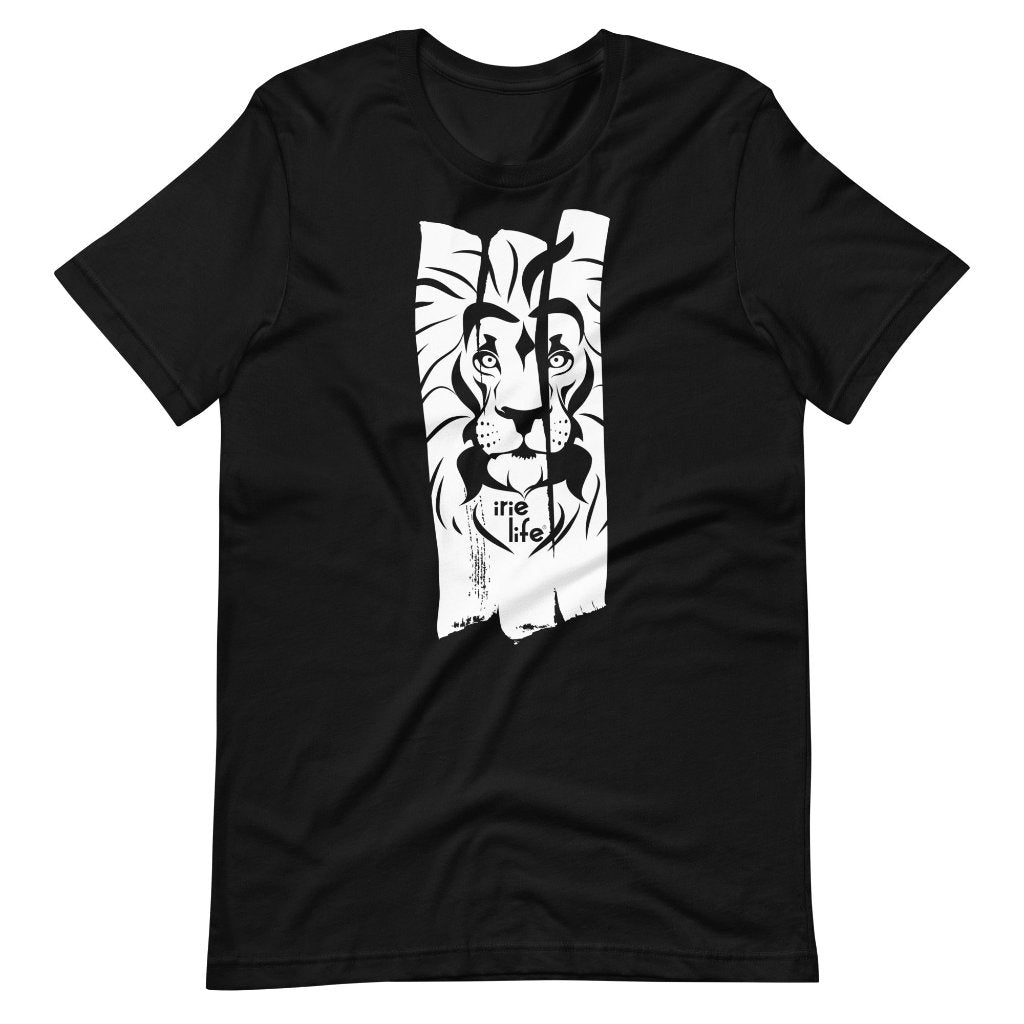 Black knit tee featuring front lion face graphic