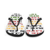  red, green,gold,back -life is irie-word graphic-flip-flop-front view