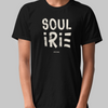 Black t-shirt featuring front "Soul irie" text