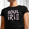 Leaf color t-shirt featuring "Soul irie" text  in pink