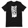 Black knit tee featuring front lion face graphic