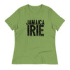 Leaf ladies t-shirt featuring front "Jamaica irie" text in black