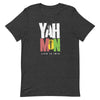  T-shirt featuring "yah mon life is irie" 